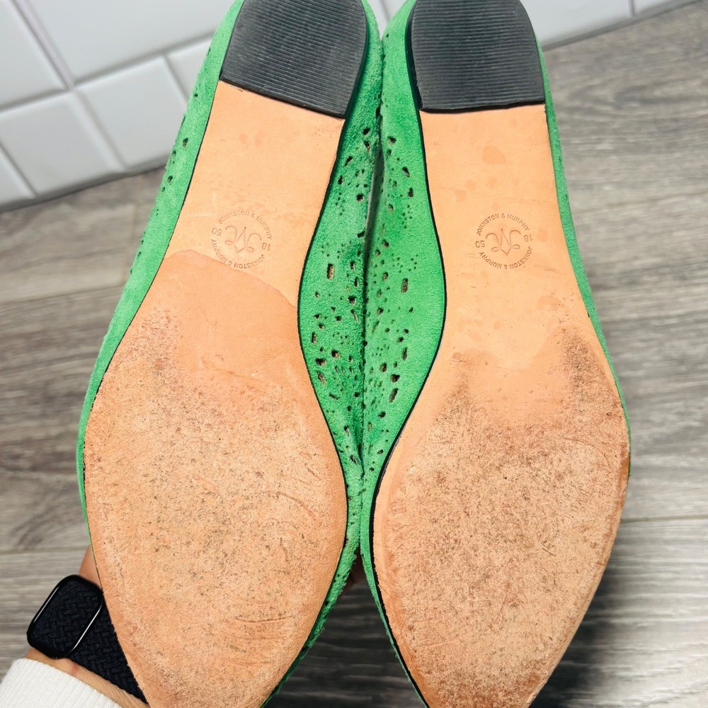 Johnston & Murphy Green Tami Laser‎ Cut Pointed Ballet Flat Women's 6M - Picture 10 of 11